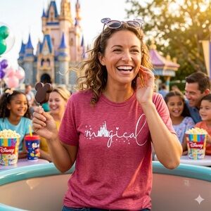 Disney Short Sleeve 'Magical' Graphic Tee - Heather Red